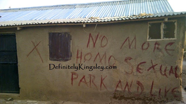 Anti gay graffiti on a home in the Gishiri neighborhood of Abuja