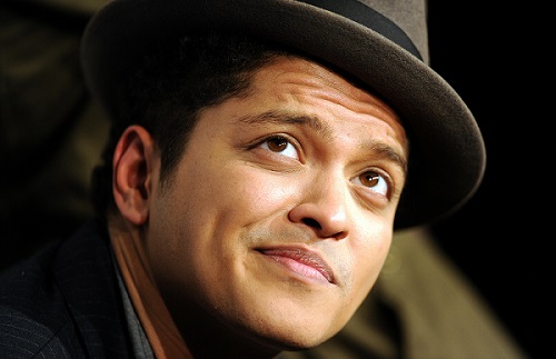 Singer Bruno Mars poses in the press roo