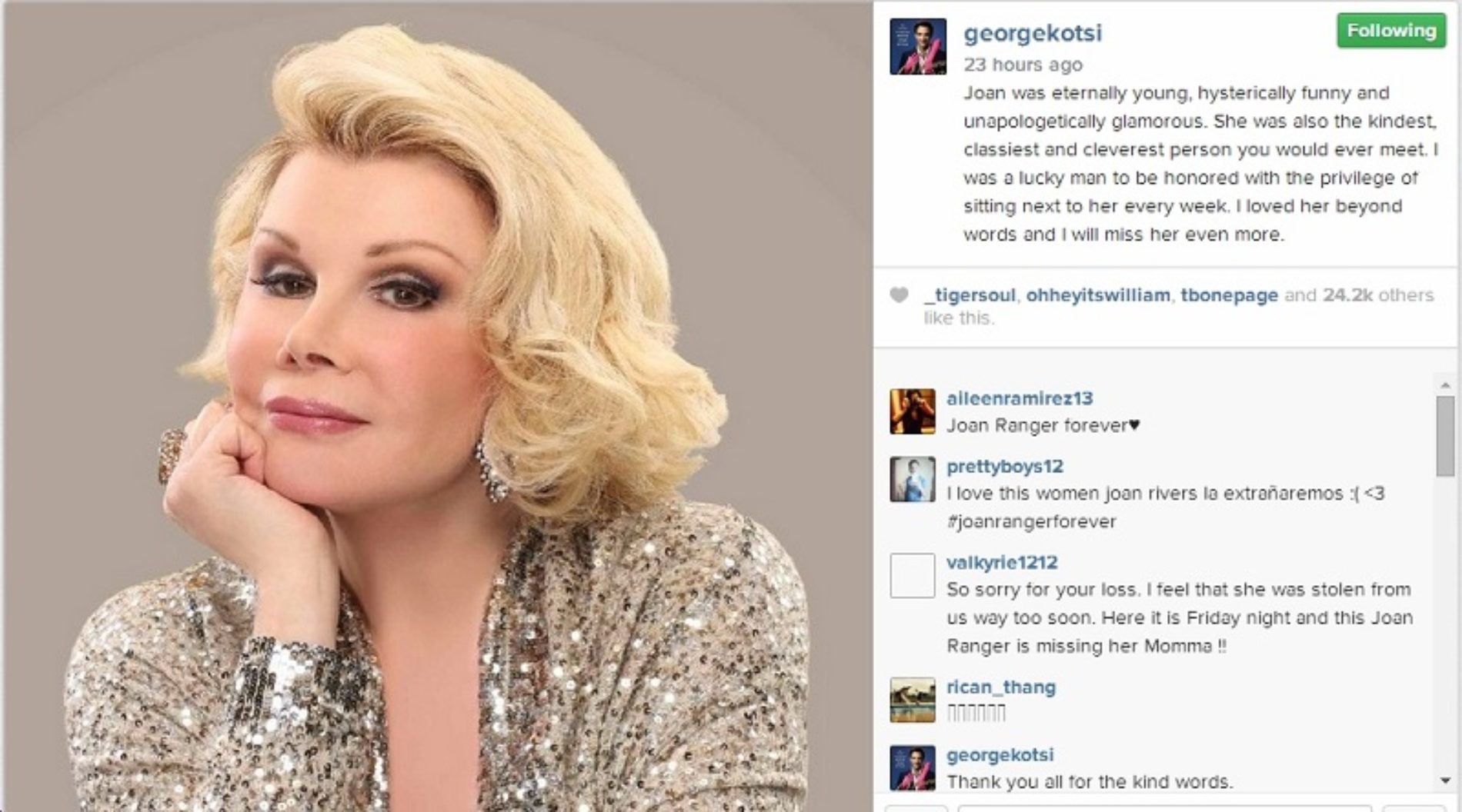 ‘Fashion Police’ Co-star George Kotsiopoulos Responds To Joan Rivers’ Death