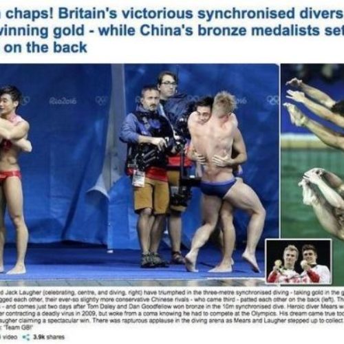 Daily Mail Claims Two Male Olympians Hugging Is Unmanly and the Internet Reacts