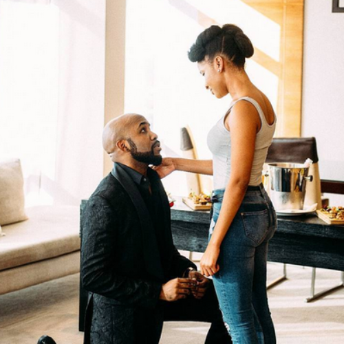 Veteran bachelor Banky W is off the market! Singer proposes to co-star Adesua Etomi