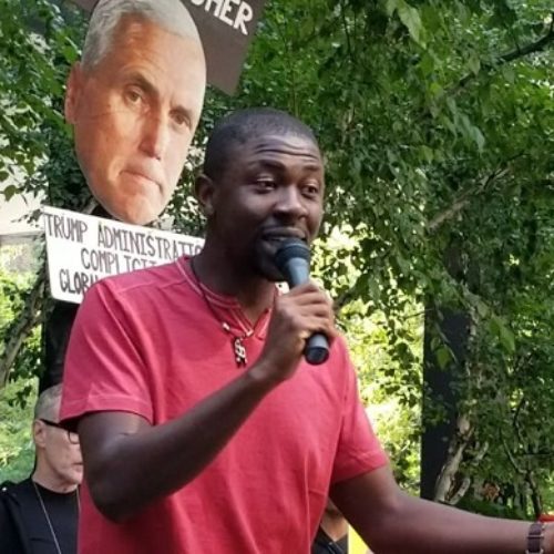 “Nigerians prefer two men holding guns to two men holding hands.” Activist Edafe Okporo demands LGBT freedom at the Rise and Resist rally in New York