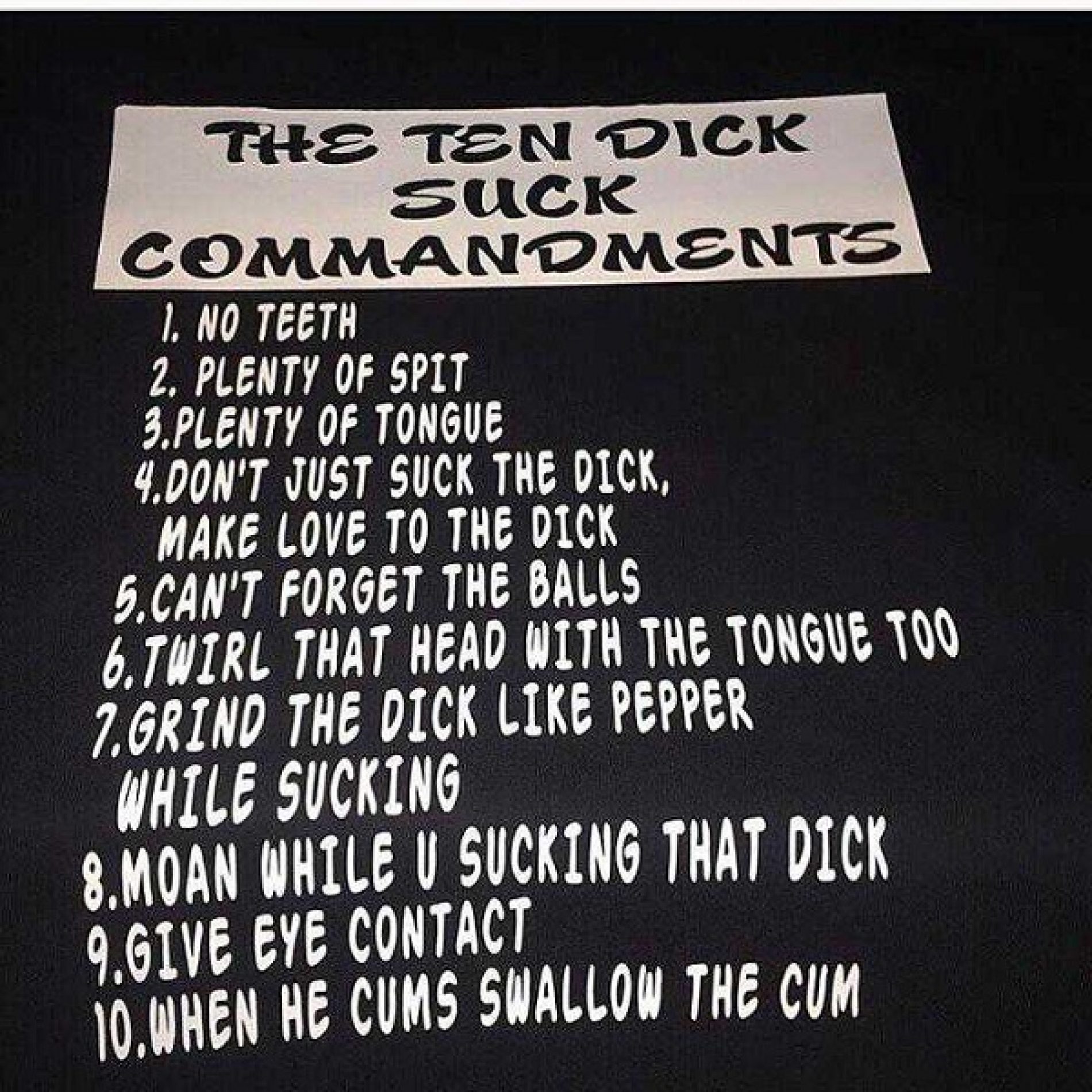 10 commandents of sucking dick