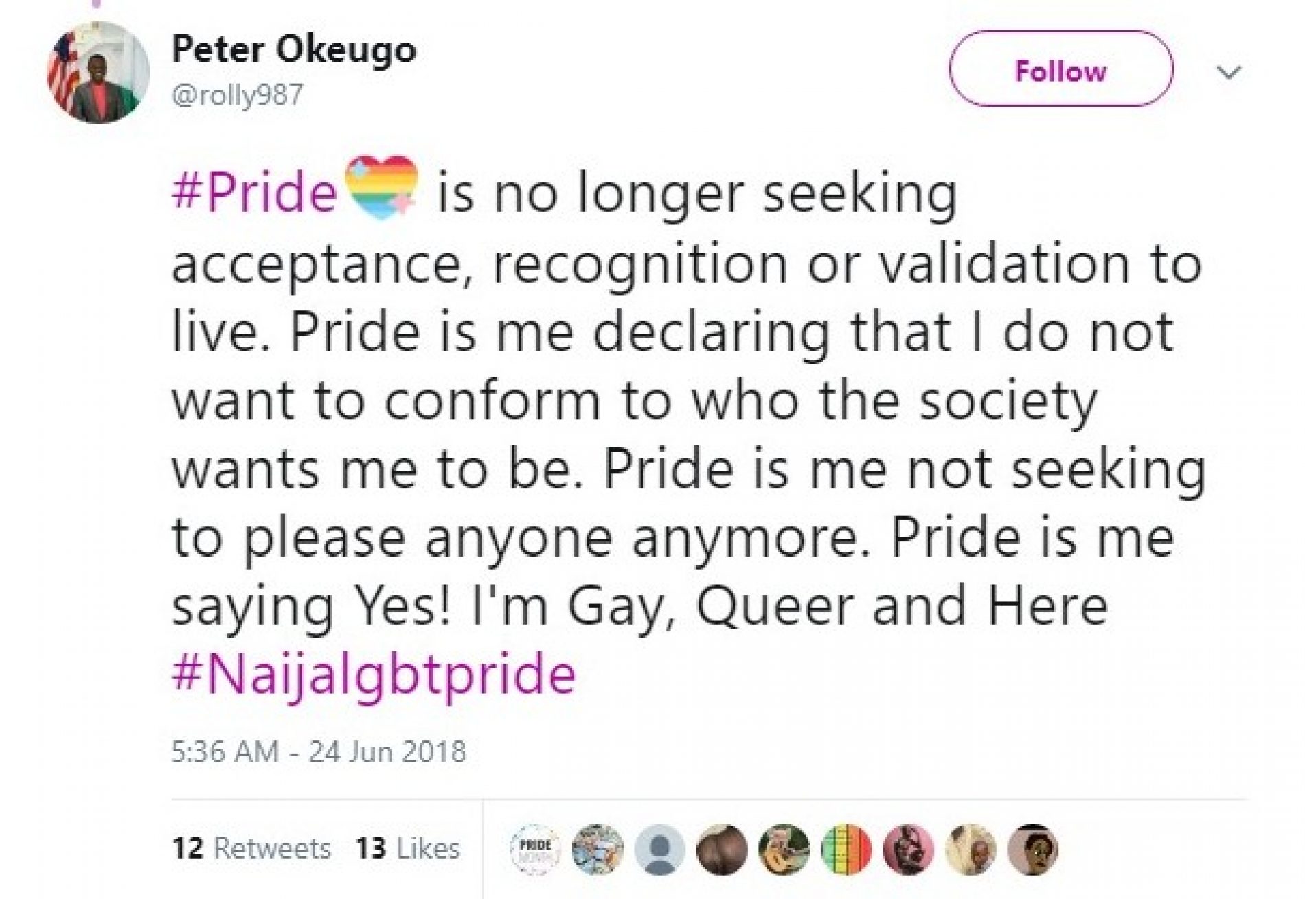 #NaijaLGBTPride: LGBT Nigerians flock Twitter to Celebrate Pride Month